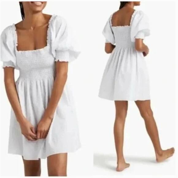 Hill House Home Athena Nap Dress Sheer White Swiss Dot Womens New Small - Picture 1 of 16